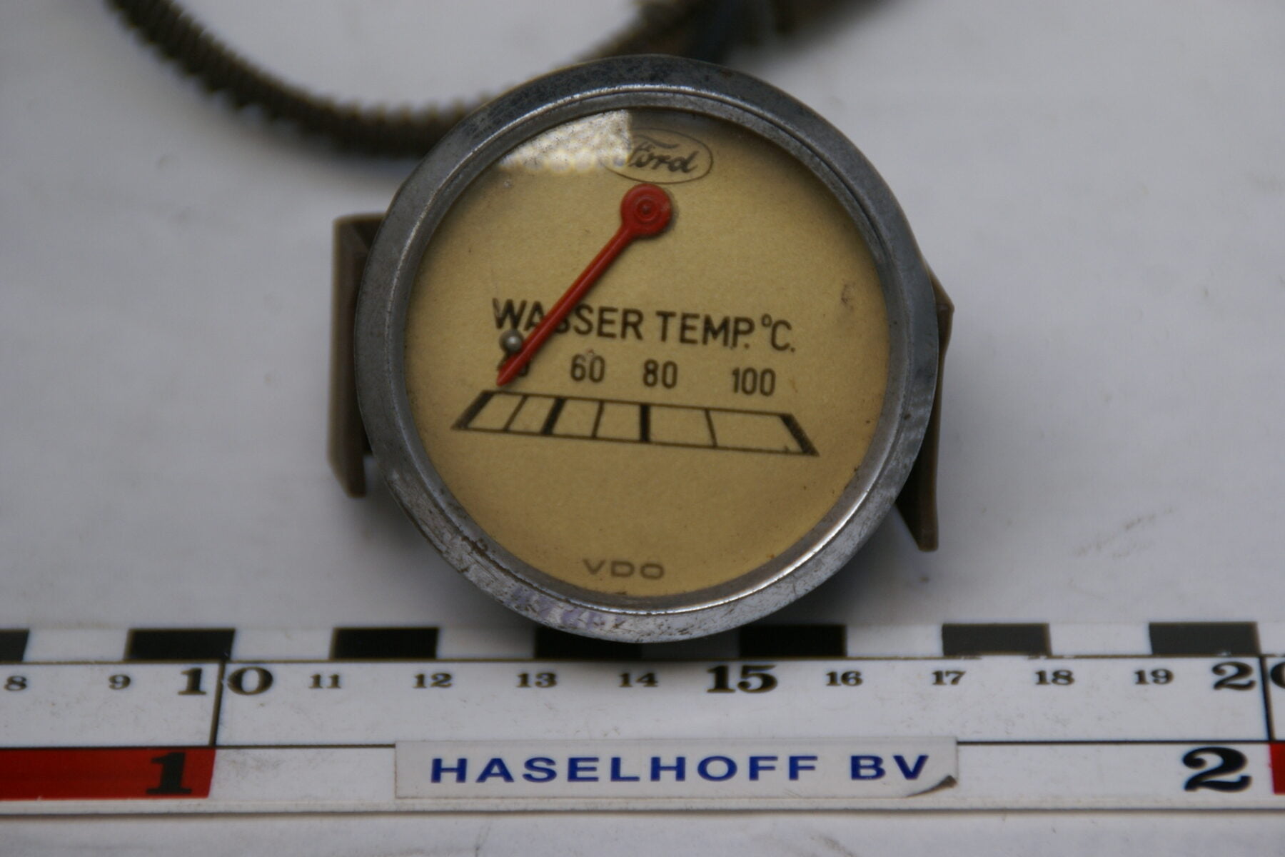 VDO FORD watertemperatuurmeter metglas en chroomrand ca 80m 160413-4053-0