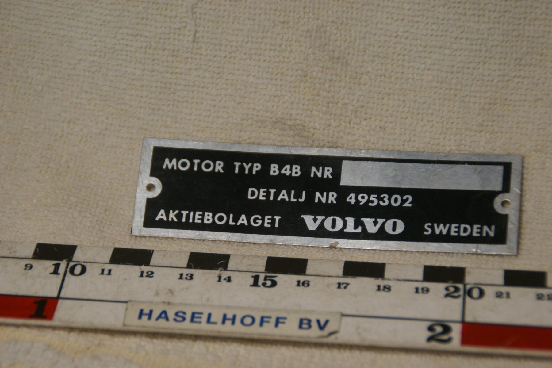 DSC00375 NOS Volvo ID plaatje voor B4Bmotor nr 495302