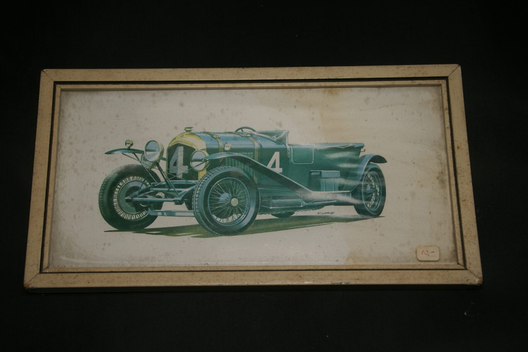 DSC01181 prent ingelijst ca 1928 Bentley racer groen