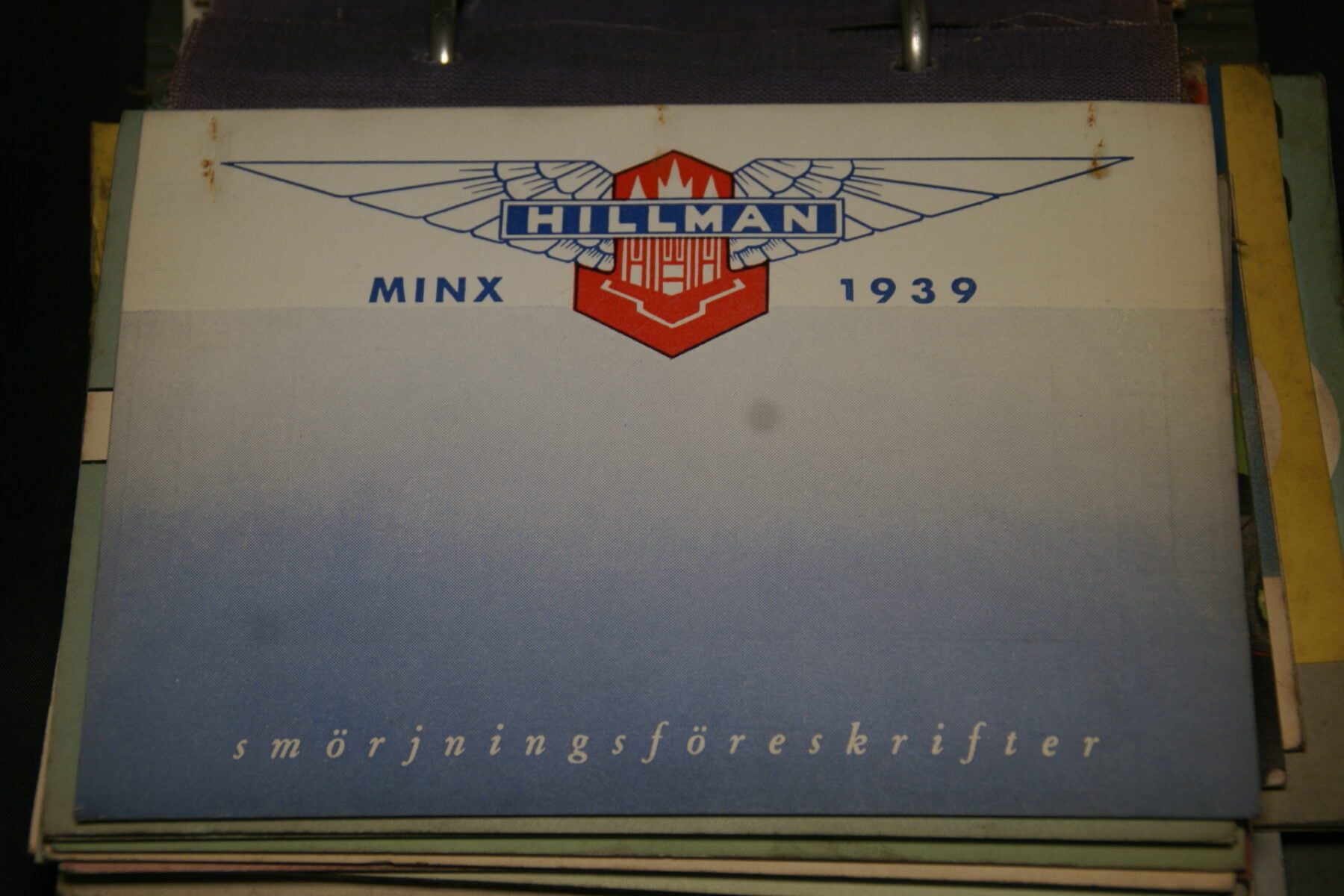 DSC03780 1939 kaart met smeerschema Hillman Minx Svenskt