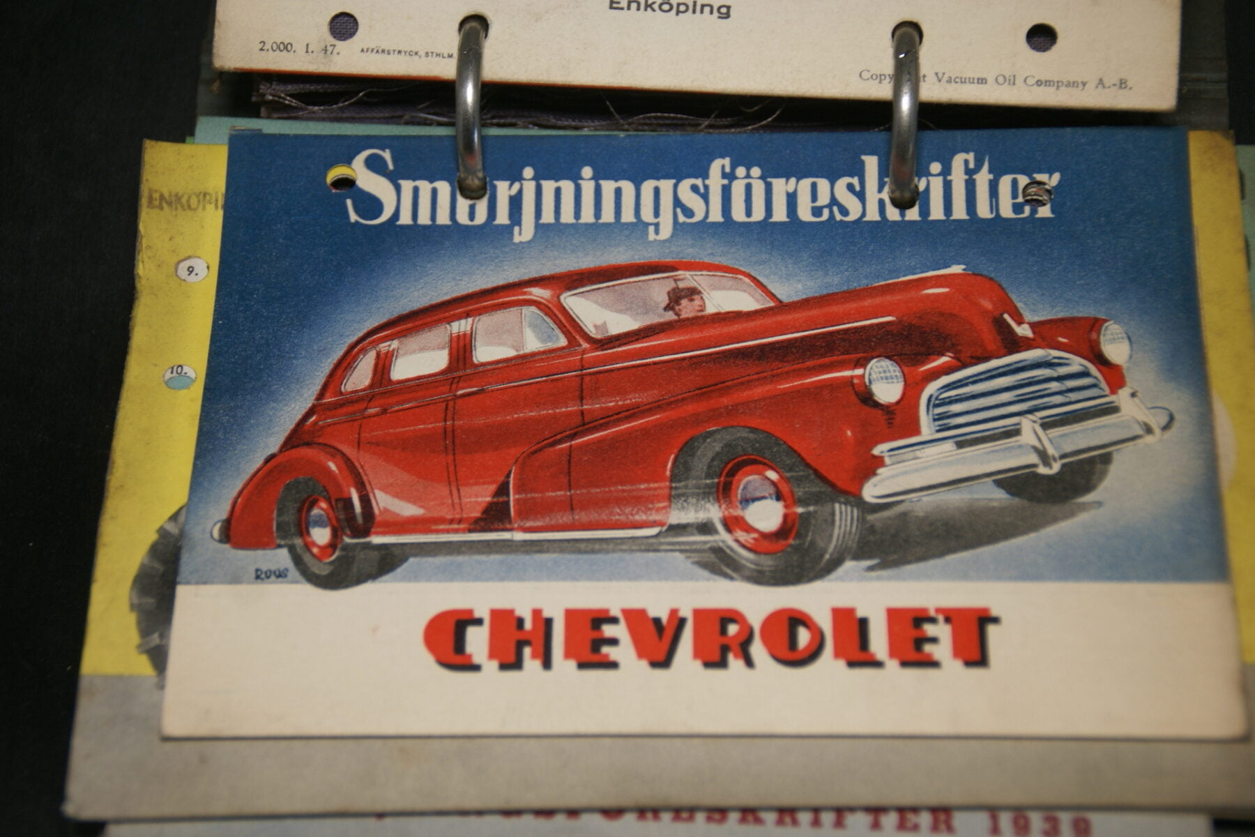 DSC03793 1939 kaart met smeerschema Chevrolet Svenskt