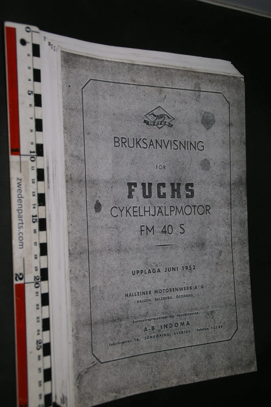 DSC04660 1953 Handleiding Fuchs Fietshulpmotor FM40S Svenskt rotated