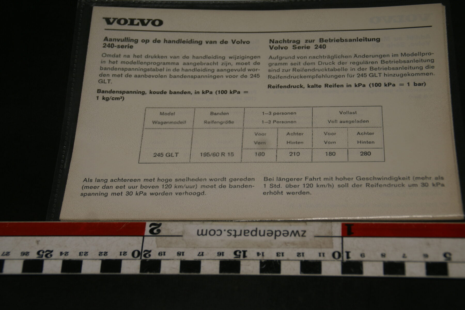DSC07052 1988 origineel Volvo 240  aanvulling TP 2301-1 Francais, Italiano, NL, Deutsch