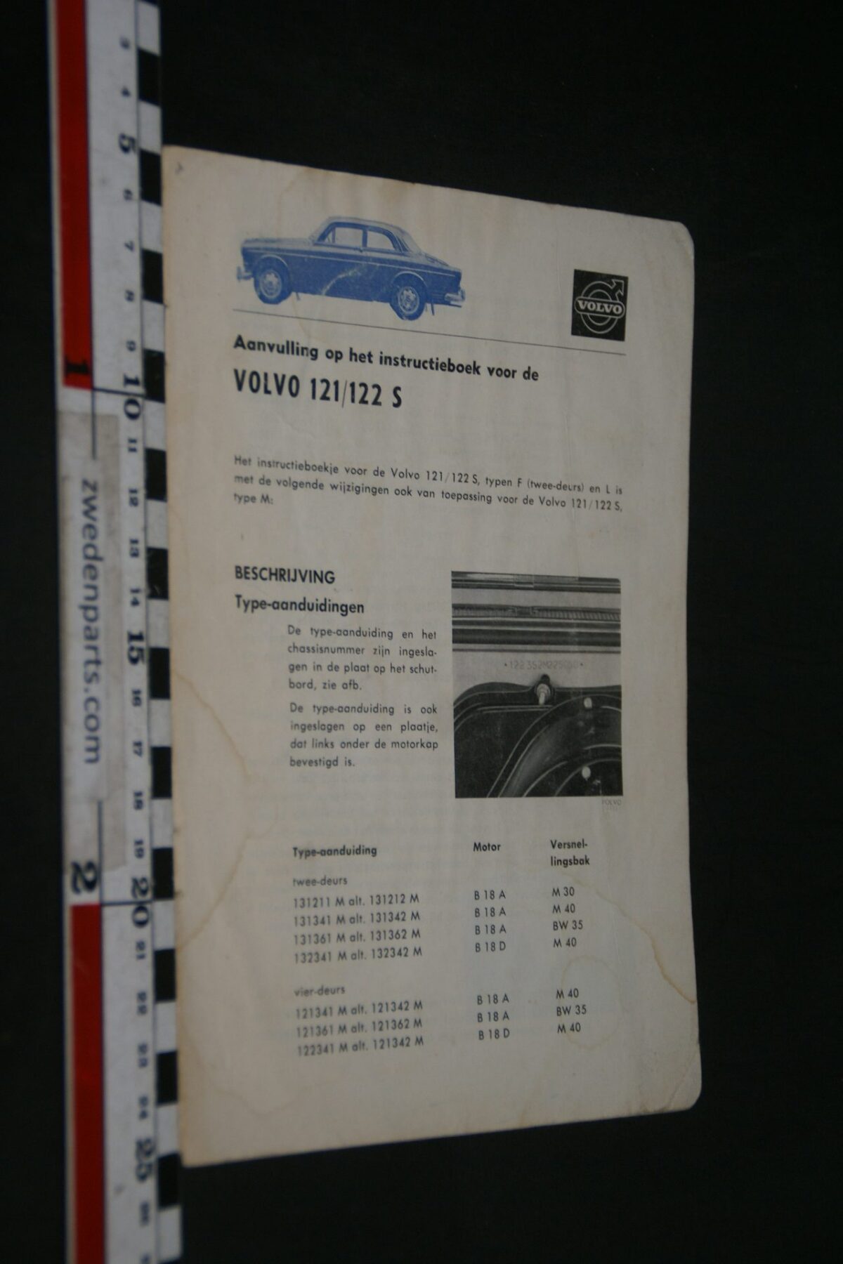 DSC07110 1966 origineel Volvo 121 122S aanvulling  instruktieboek 1 van 1.000 TP 459-1