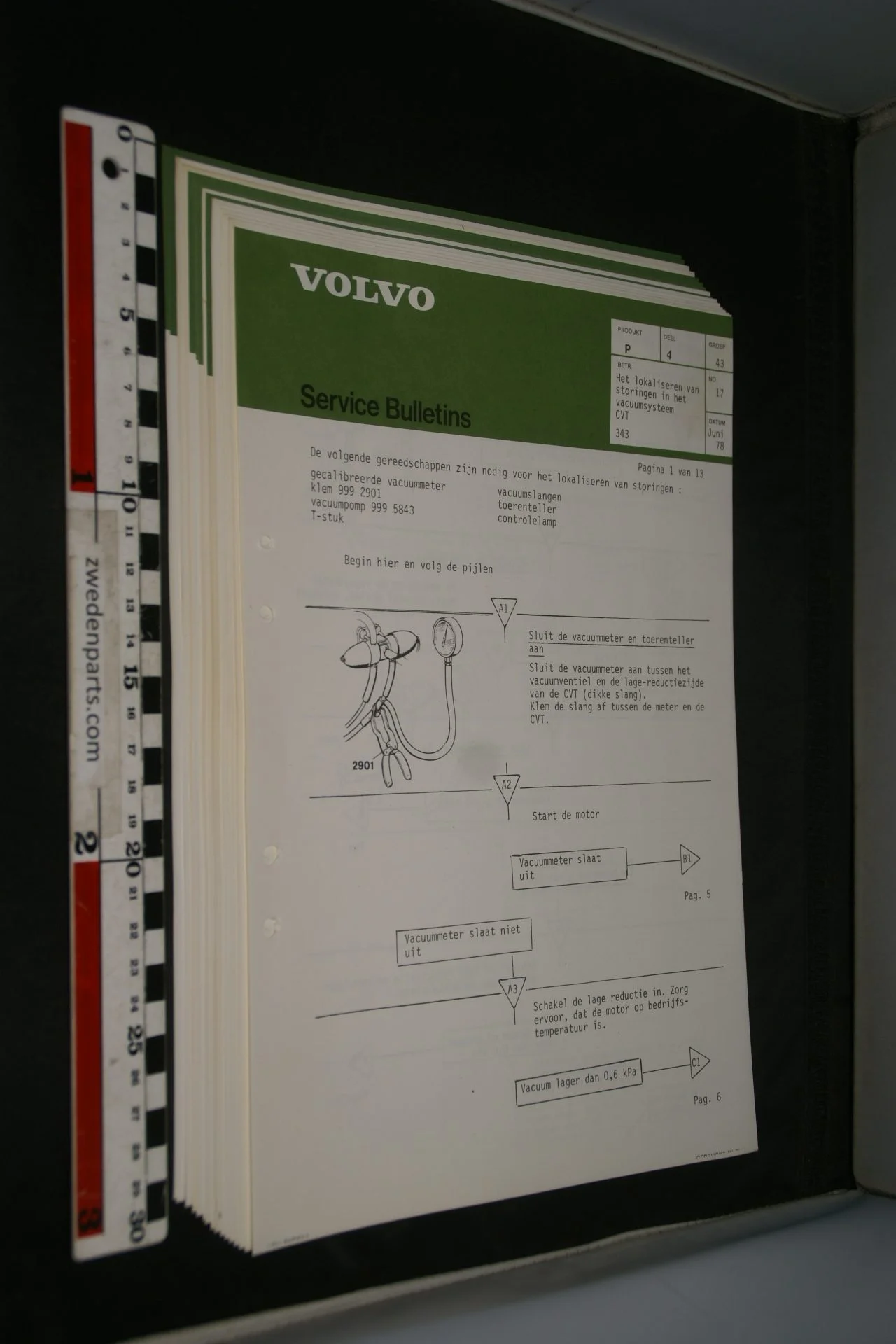 DSC07236 1978 origineel Volvo 343 servicebulletin 4(43) CVT vacuumsysteem