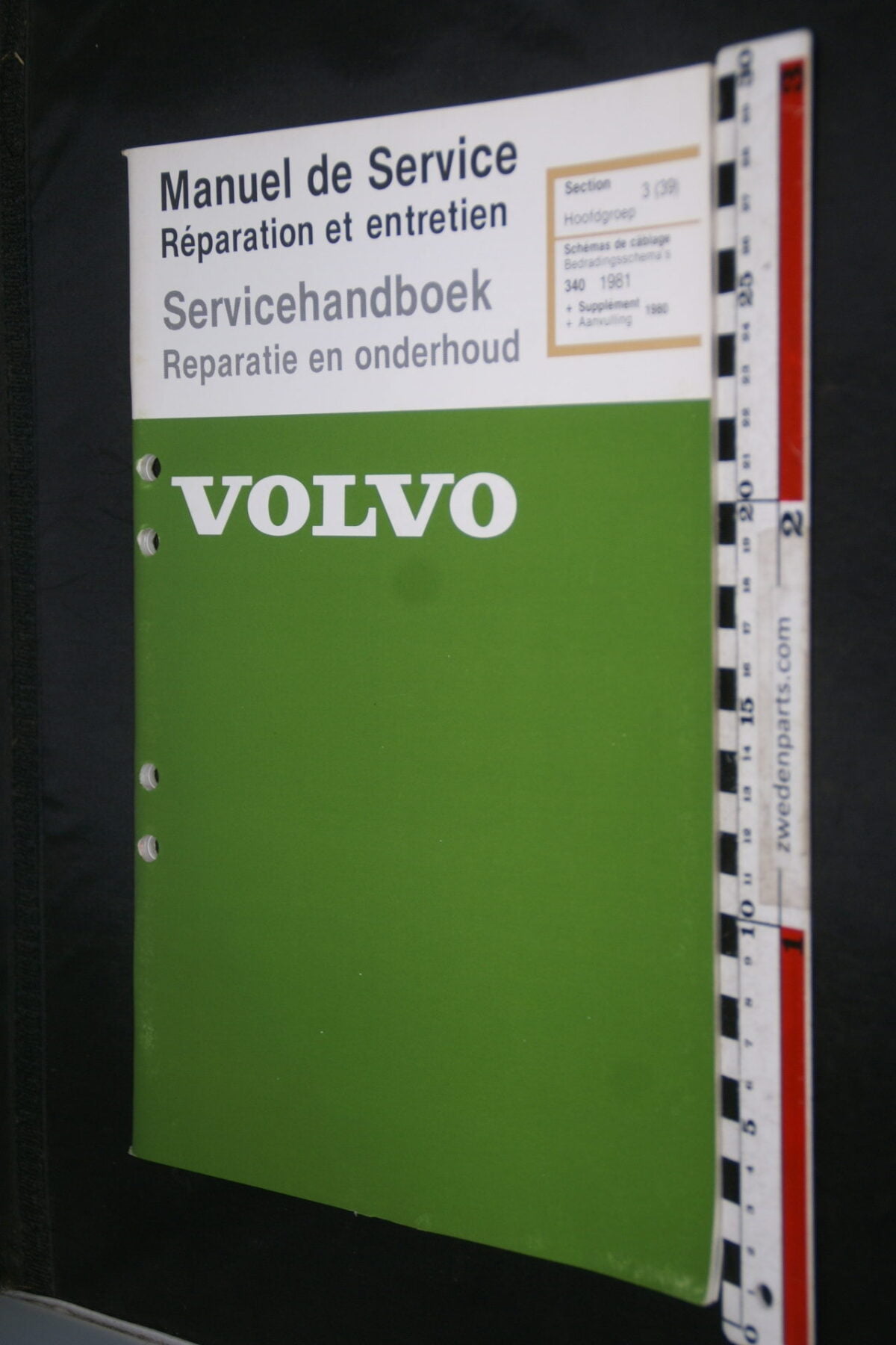 DSC08563 1981 origineel Volvo 340 servicehandboek  3 (39) bedrading 1 van 1.500 TP 35063-1, Francais, Nederlands