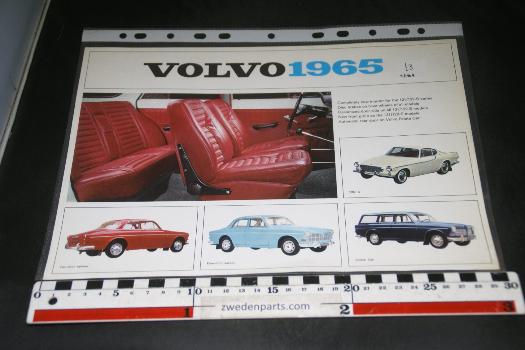 DSC03309 1965 originele brochure Volvo 1800 programma nr RK 1605, English-090c497b