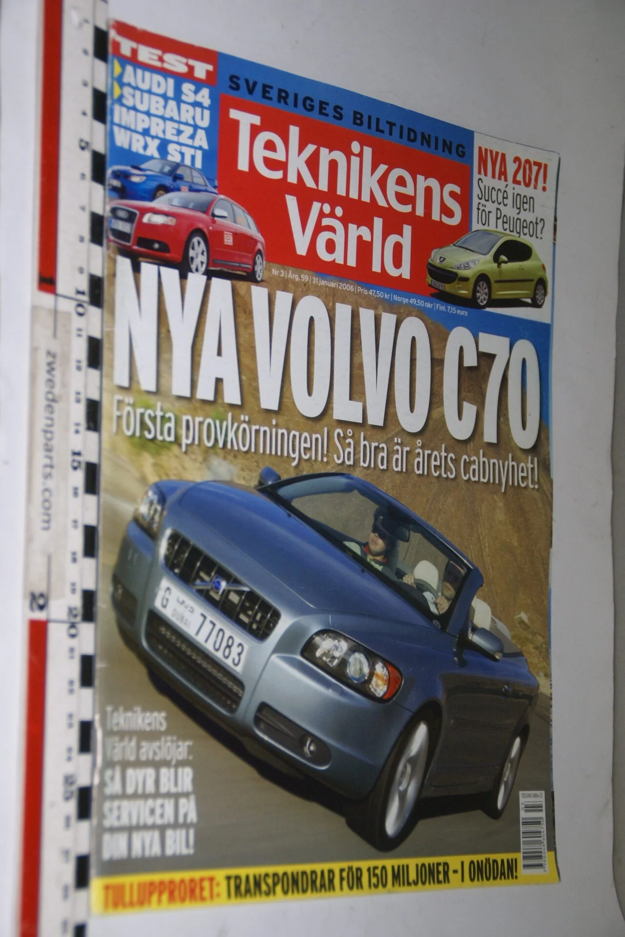 DSC08108 tijdschrift Teknikens Värld 31 januari 2006 met de nieuwe Volvo C70 softtop, Svenska-6ebc4261